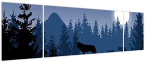 Obraz - Wataha wilków pod księżycem w pełni (170x50 cm)