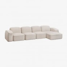 Bastian 4-częściowa Sofa Modułowa Z Leżanką Prawostronną Szenila Gruba Biała - Sklum