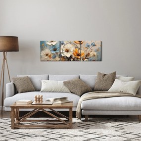 Obraz - Bukiety, malarstwo (z zegarem) (90x30 cm)
