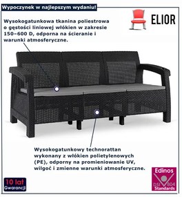 Czarna nowoczesna sofa ogrodowa K8-S19