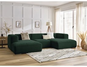 Ciemnozielony narożnik z materiału bouclé (w kształcie litery U) Zephyr – Bobochic Paris