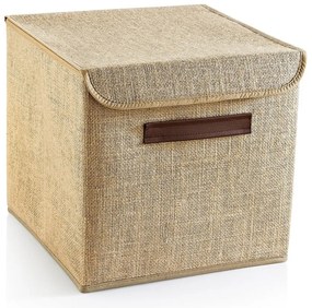 Jasnobrązowy pojemnik z pokrywką z juty 30x30x30 cm – Mioli Decor