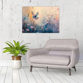 Obraz na szkle - Łąka z motylem II (70x50 cm)