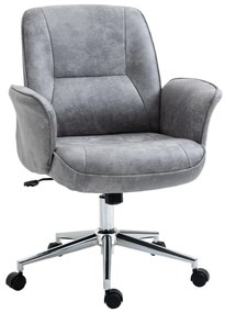 HOMCOM Krzesło biurowe fotel biurowy obrotowy regulowany mikrofibra pianka szary | Aosom PL
