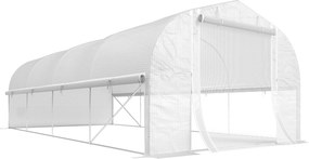 Outsunny Szklarnia 6x3x2 m, z 8 oknami, drzwiami, siatkami przeciw owadom, metalową ramą, Biały