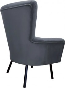 Fotel TULIP tkanina Welur noga metalowa Uszak luksusowy komfort salonu : Kolor nogi - Czarna, Kolor tkaniny - VELVET - BL14