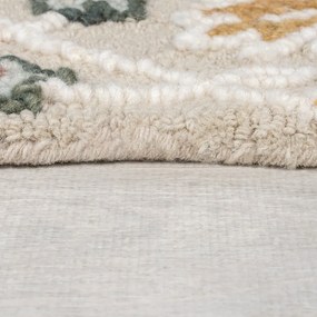 Jasnoróżowy wełniany dywan tkany ręcznie 120x170 cm Daphne Shaped Floral – Flair Rugs