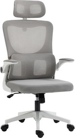Vinsetto Fotel biurowy szary regulowana wysokość odchylane oparcie zagłówek do 120 kg ergonomiczny | Aosom PL