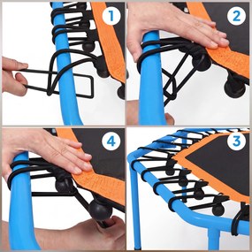 SPORTNOW Fitness-Trampolin, Treningstrampolin z regulowanym uchwytem, stabilny i cichy, do użytku wewnątrz, Stal, Niebieski