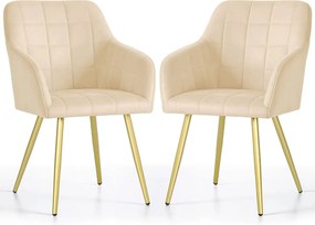 Zestaw 2 beżowych krzeseł pikowanych glamour - Cormelis 5X