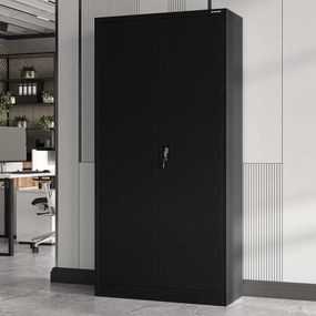 Biurowa szafa metalowa na akta JAN, 900 x 1850 x 400 mm, czarna