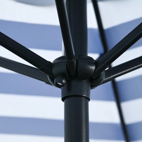 Outsunny Parasol Ogrodowy na Zewnątrz Niebieskie Paski Stal 23x216m Niebieski + Biały | Aosom PL