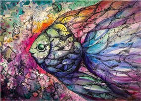 Obraz na szkle - Kolorowa rybka (70x50 cm)