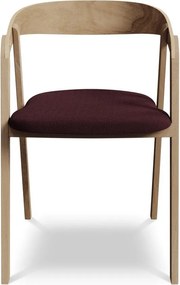 Bordowy fotel jadalniany z litego drewna Erika – Makamii