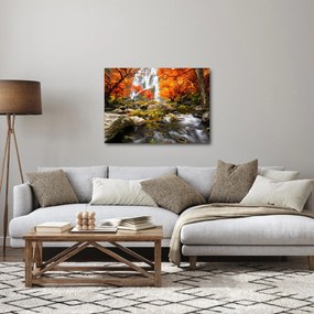 Obraz - Wodospady w jesiennym krajobrazie, pomarańczowy (70x50 cm)