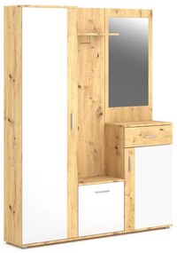 Ściana przedpokojowa z lustrem NOLAN dąb artisan/biały