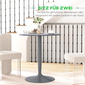 HOMCOM Stół jadalny dla 2 osób, okrągła blacha, noga ze stali, Szary, 70 x 70 x 75 cm