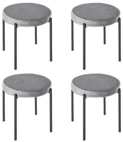 HOMCOM Zestaw 4 Hokery Jadalniane Stapelbare Stołki Barowe Poliester Stal Szare | Aosom PL