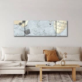 Obraz - Balony nad miastem, zimne odcienie (170x50 cm)
