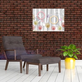 Abstrakcyjny obraz z dmuchawcami (70x50 cm)
