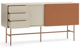 Ceglasto-beżowa niska komoda z drzwiami przesuwnymi 180x91 cm Nube – Teulat