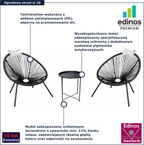 Czarny zestaw ogrodowy stolik i 2 krzesła acapulco N8-C35