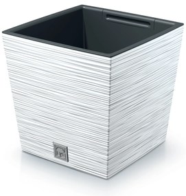 Donica ogrodowa kwadratowa Furu Square Low 24 cm biały PROSPERPLAST