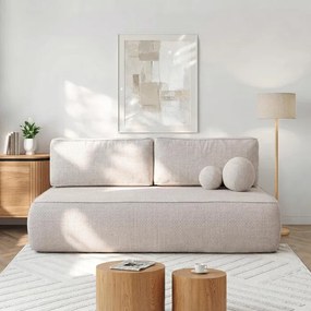 Sofa z Funkcją Spania ARVETO Kremowa Szenil Nowoczesna