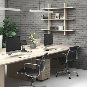 Kontener biurowy mobilny SOLID, 3 szuflady, dąb naturalny