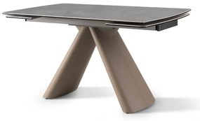 Elegancki stół z szarym ceramicznym blatem na hartowanym szkle. Rozmiary 160 (240) x 90 cm. Metalowa podstawa ze stali szczotkowanej nadaje mu nowoczesny charakter i wyjątkową trwałość.