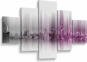 Obraz - Panorama miasta, różowo-  szara (125x70 cm)