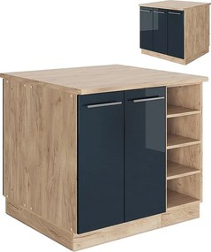 Wyspa kuchenna ciemnoniebieski wysoki połysk 90x60x82 fame-line