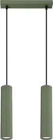 Lampa Wisząca Minimalistyczny Karbon, Aluminium - 2 Źródło - L.30 X H.90 Cm - Zielony Oliwkowy