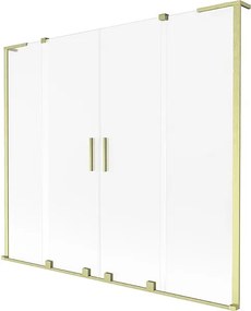Mexen Velar L Duo parawan nawannowy 2-skrzydłowy rozsuwany 180 x 150 cm, szron, złoty szczotkowany - 896-180-003-32-55