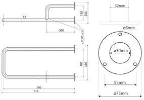 Stalowy uchwyt ścienny do łazienki 52 cm Handicap Left – Sapho