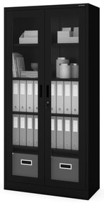 Szafa przeszkolona AMELIA 900 x 1850 x 400 mm, czarna