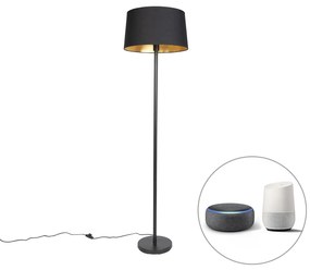 Inteligentna lampa stojąca czarna z czarnym kloszem 45 cm w tym Wifi A60 - Simplo Nowoczesny Oswietlenie wewnetrzne