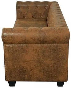 3-osobowa brązowa sofa w stylu Chesterfield - Charlotte 3Q