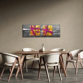 Obraz kolorowych kwadratów na czarnym tle (z zegarem) (90x30 cm)