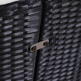 Rattanowa wyspa z daszkiem przeciwsłonecznym Stół krzesła Metalowe poduszki Kremowy komplet | Aosom PL