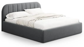 Szare tapicerowane łóżko dwuosobowe ze schowkiem ze stelażem 200x200 cm Juno – Windsor & Co Sofas