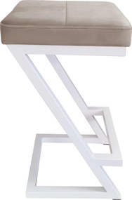 Hoker ZETA krzesło barowe tkanina Welur podstawa metalowa LOFT : Kolor Stelaża - Biały, Kolor tkaniny - VELVET - MG09
