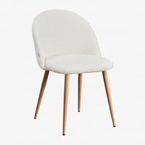 Stół Do Jadalni Kana Deluxe Z Tkaniny Boucle Natural Wood & Bouclé White - Sklum