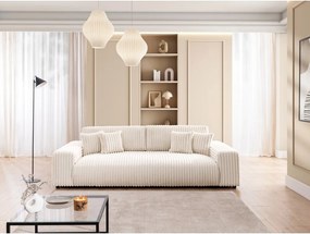Kremowa sztruksowa rozkładana sofa ze schowkiem 260 cm Justin – Ropez
