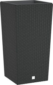 Wysoka antracytowa donica ogrodowa z technorattanu K2-K26