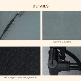 PawHut Podwyższone Łóżko dla Psa z Daszkiem - Komfort i Ochrona przed Słońcem, Oddychające, Szary + Czarny