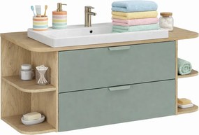 Zielona szafka pod umywalkę z półkami i szufladami C8-S31