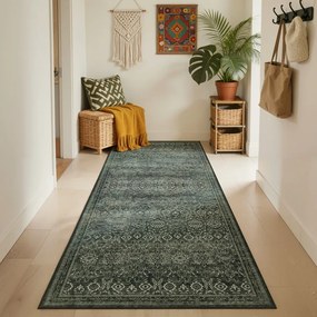 Dywan vintage INKA Oriental z Efektem Postarzenia Zielony 80 cm x 250 cm