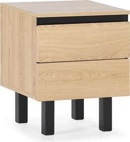 Stolik nocny Molina z 2 szufladami w kolorze dębu.