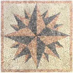 Naturalna mozaika kamienna, róża wiatrów 120 × 120 cm